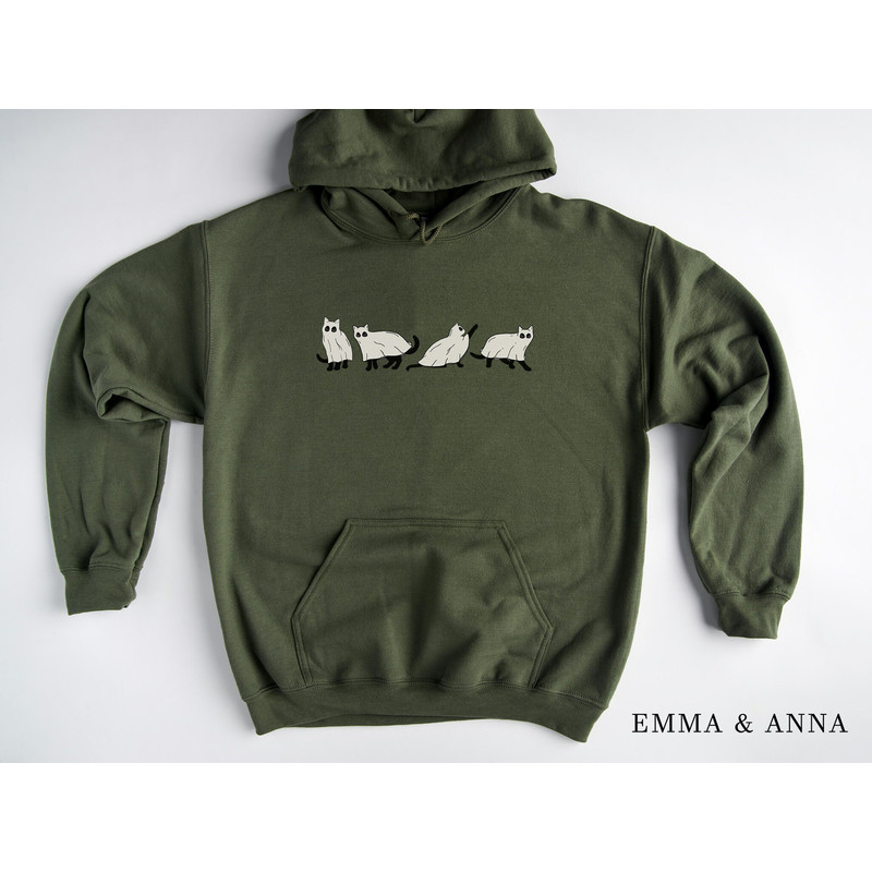 Halloween Hoodie, Ghost Cat Hoodie, Halloween Pullover, Spooky Season, Black Cat Shirt, Halloween Shirt, Graphic Hoodies, Halloween Clothing - 2.jpg