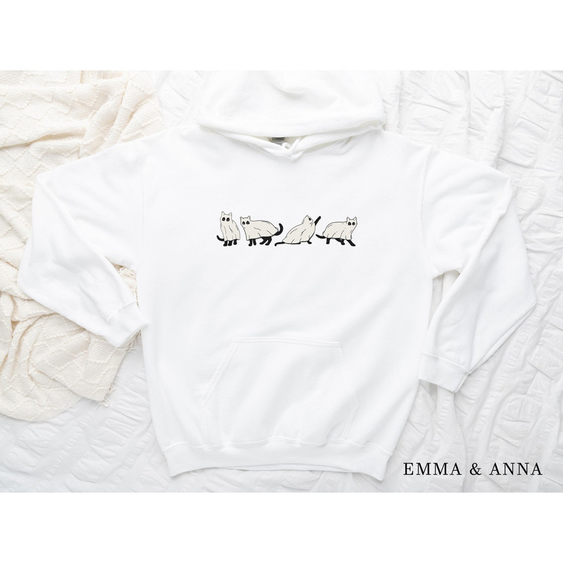 Halloween Hoodie, Ghost Cat Hoodie, Halloween Pullover, Spooky Season, Black Cat Shirt, Halloween Shirt, Graphic Hoodies, Halloween Clothing - 3.jpg