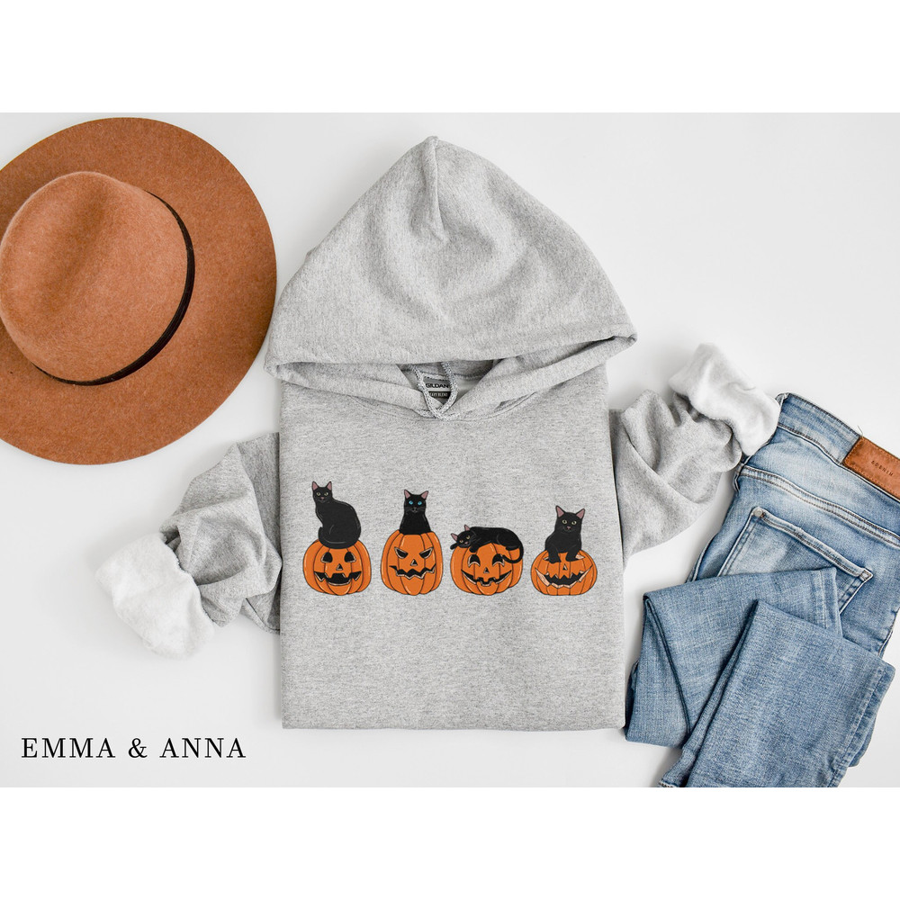 Halloween Hoodie, Black Cat Sweatshirt, Halloween Pullover, Halloween Sweater, Fall Sweatshirt, Cat Lover, Fall Hoodie, Pumpkin Sweatshirt - 5.jpg
