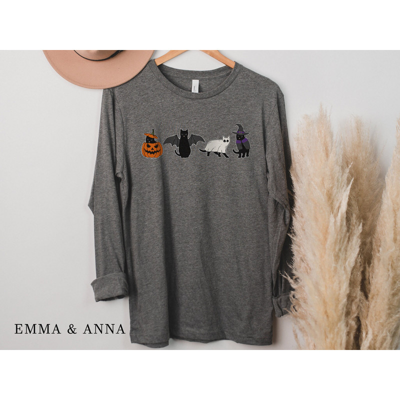 Halloween Shirt, Cat Shirt, Ghost Shirt, Halloween Long Sleeve Shirt, Halloween Cat Shirt, Cat Lover Shirt, Black Cat Shirt, Spooky Season - 4.jpg