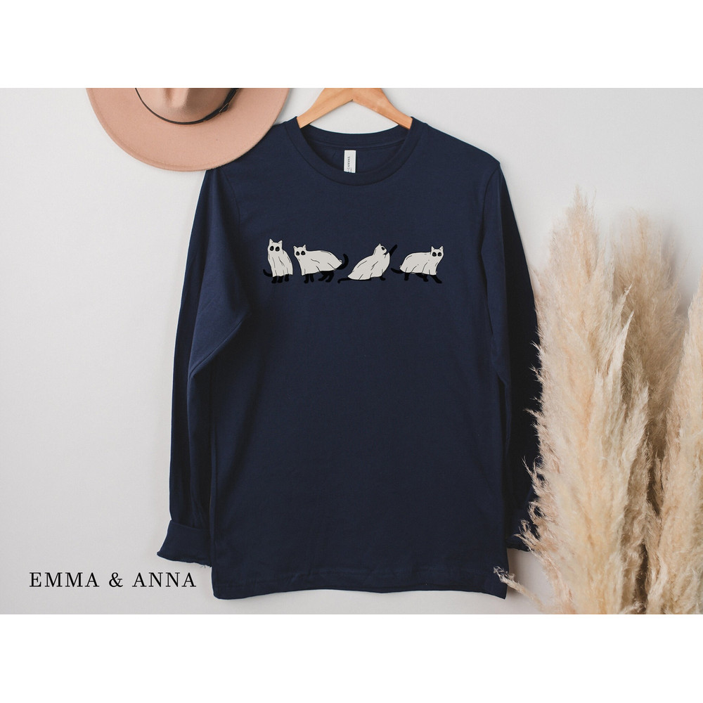 Halloween Shirt, Cat Shirt, Ghost Shirt, Halloween Long Sleeve Shirt, Halloween Cat Shirt, Cat Lover Shirt, Black Cat Shirt, Spooky Season - 3.jpg