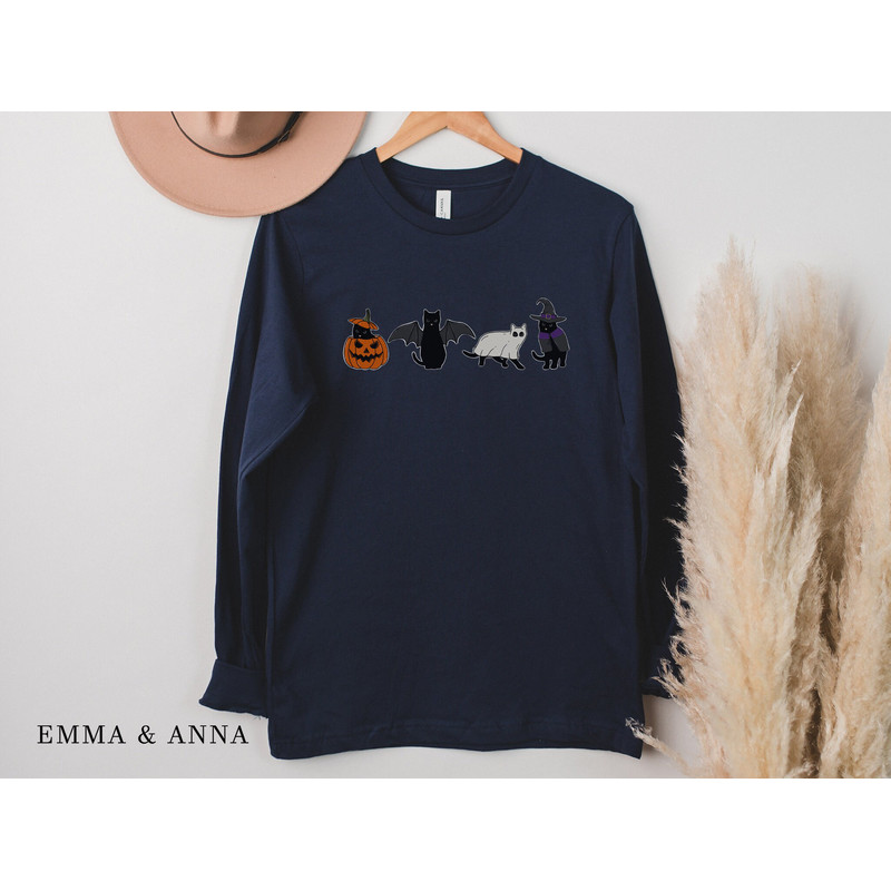 Halloween Shirt, Cat Shirt, Ghost Shirt, Halloween Long Sleeve Shirt, Halloween Cat Shirt, Cat Lover Shirt, Black Cat Shirt, Spooky Season - 5.jpg