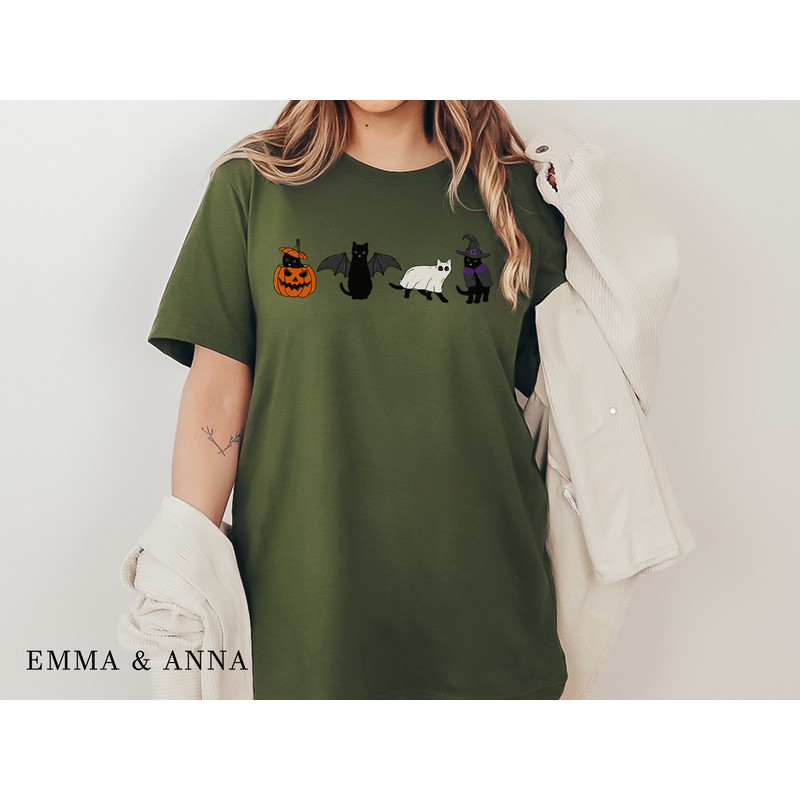Halloween Shirt, Fall Shirts, Cat Shirt, Ghost Cat, Halloween Graphic Tee, Halloween Cat Shirt, Cat Lover Shirt, Black Cat Shirt, Bats Shirt - 3.jpg