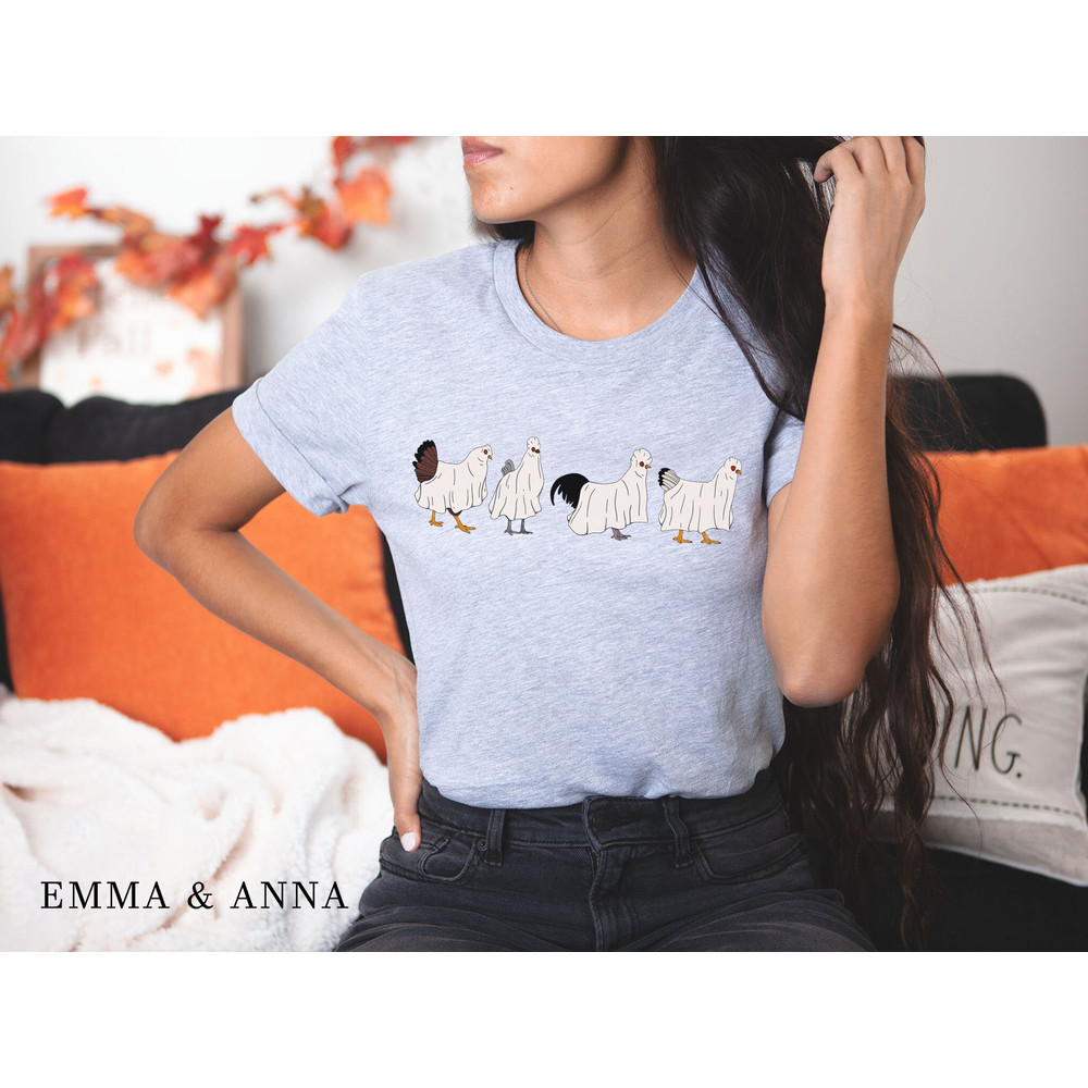 Halloween Shirt, Ghost Chicken Shirt, Ghost Shirt, Halloween Tshirt, Chicken Lover Gift, Fall Shirts, Farm Animal Shirt, Spooky Season Shirt - 4.jpg