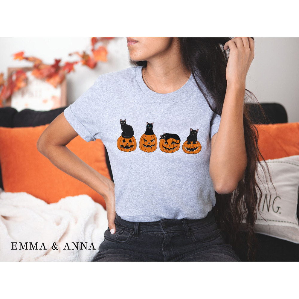 Halloween Shirt, Halloween T-Shirt, Black Cat Shirt, Halloween Cat, Ghost Shirt, Pumpkin Shirt, Spooky Season, Cat Lover Gift, Fall Shirts - 2.jpg