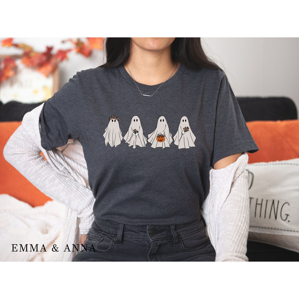 Halloween Shirt, Halloween T-Shirt, Floral Ghost Shirt, Ghost With Flowers Shirt, Fall Shirts for Women, Pumpkin Shirt, Trick or Treat Shirt - 4.jpg