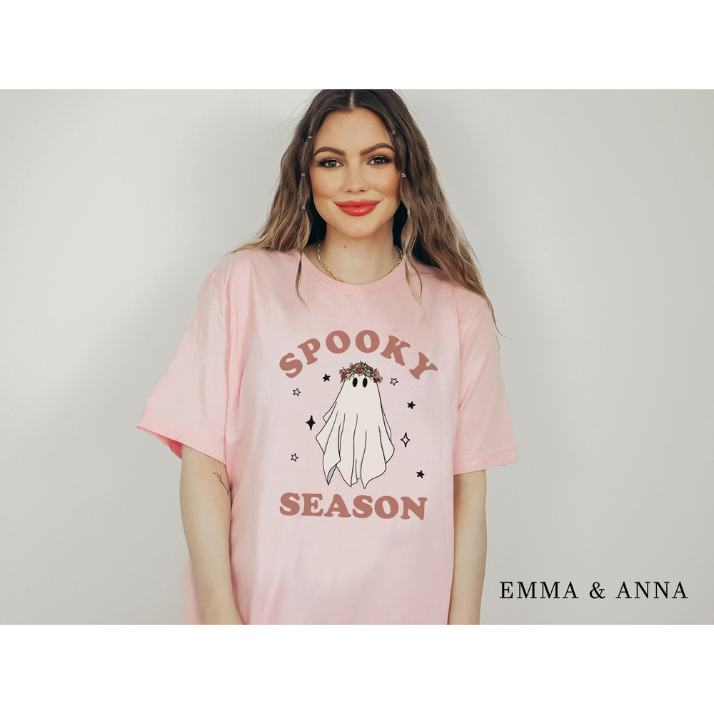 Halloween Shirt, Halloween T-Shirt, Floral Ghost Shirt, Ghost With Flowers Shirt, Fall Shirts for Women, Pumpkin Shirt, Trick or Treat Shirt - 1.jpg