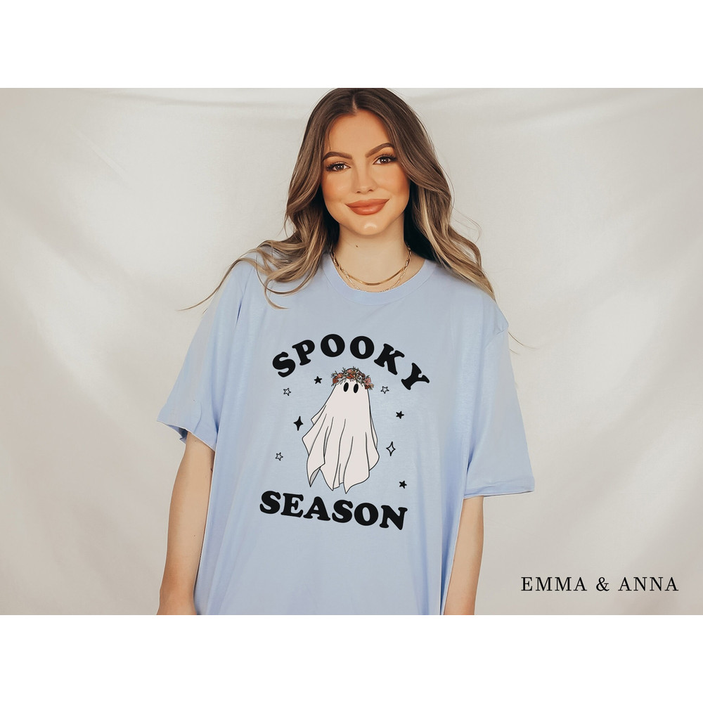 Halloween Shirt, Halloween T-Shirt, Floral Ghost Shirt, Ghost With Flowers Shirt, Fall Shirts for Women, Pumpkin Shirt, Trick or Treat Shirt - 2.jpg