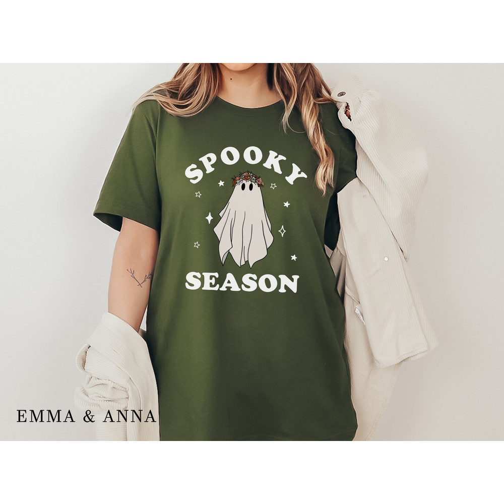 Halloween Shirt, Halloween T-Shirt, Floral Ghost Shirt, Ghost With Flowers Shirt, Fall Shirts for Women, Pumpkin Shirt, Trick or Treat Shirt - 4.jpg