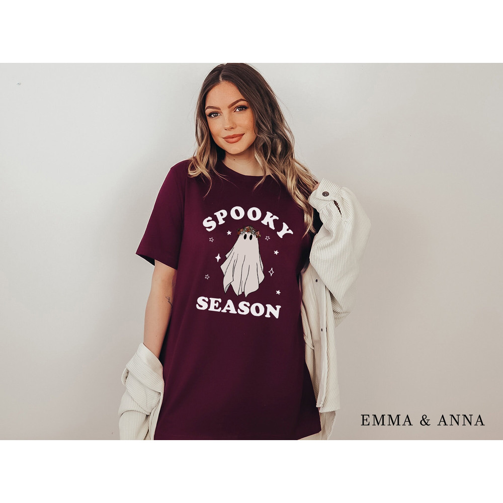 Halloween Shirt, Halloween T-Shirt, Floral Ghost Shirt, Ghost With Flowers Shirt, Fall Shirts for Women, Pumpkin Shirt, Trick or Treat Shirt - 5.jpg