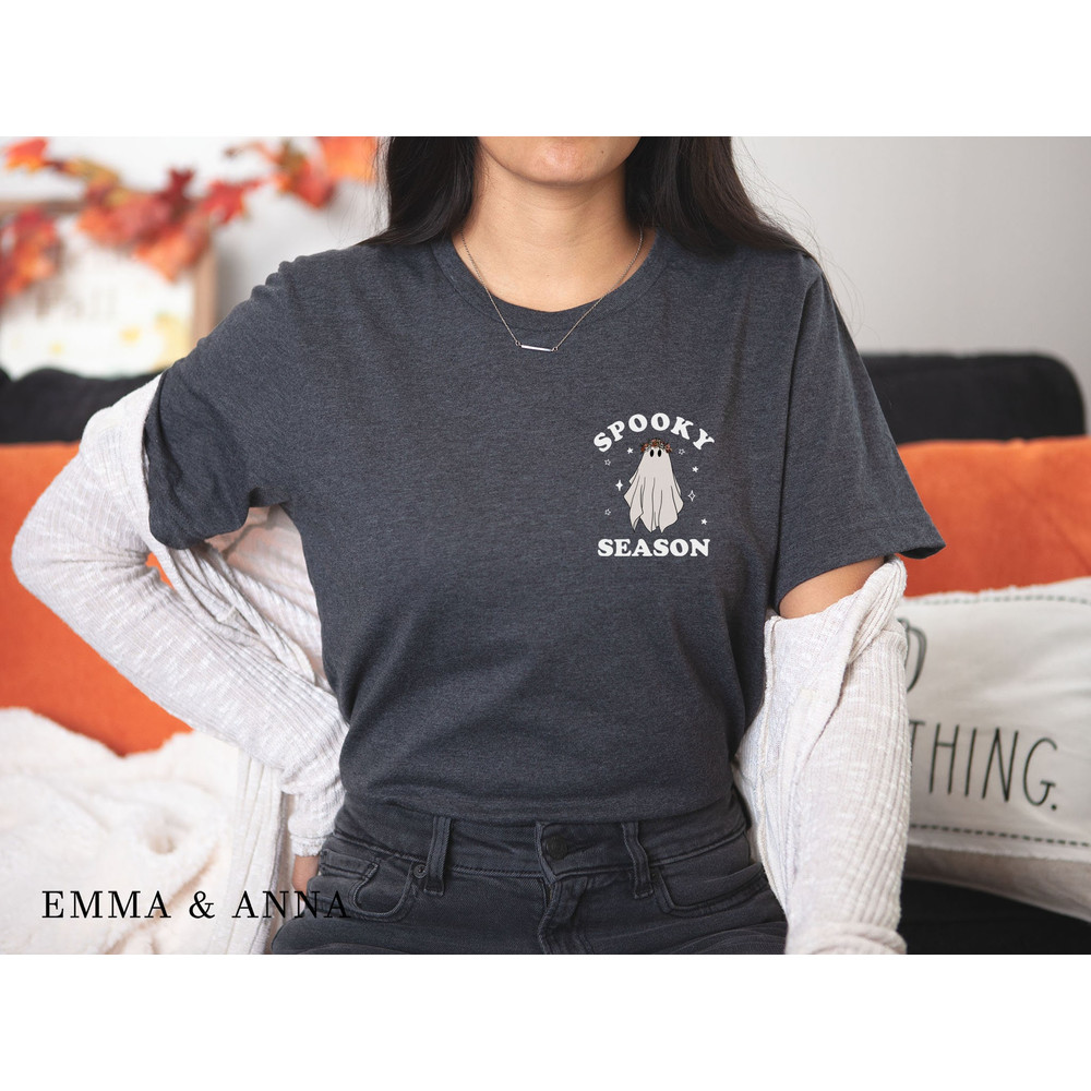 Halloween Shirt, Halloween T-Shirt, Floral Ghost Shirt, Ghost With Flowers Shirt, Fall Shirts for Women, Pumpkin Shirt, Trick or Treat Shirt - 3.jpg