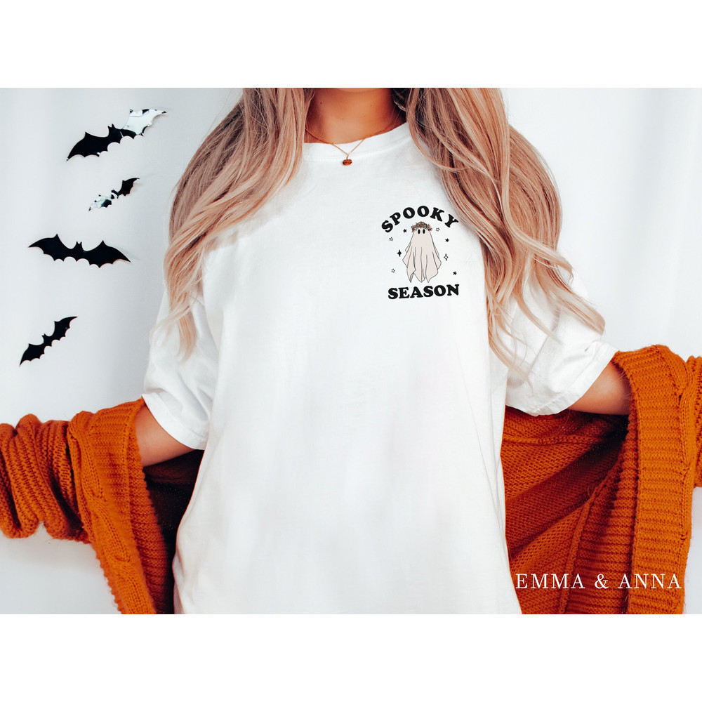 Halloween Shirt, Halloween T-Shirt, Floral Ghost Shirt, Ghost With Flowers Shirt, Fall Shirts for Women, Pumpkin Shirt, Trick or Treat Shirt - 4.jpg