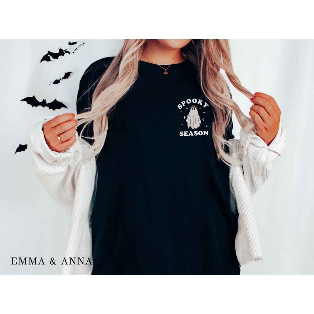 Halloween Shirt, Halloween T-Shirt, Floral Ghost Shirt, Ghost With Flowers Shirt, Fall Shirts for Women, Pumpkin Shirt, Trick or Treat Shirt - 5.jpg