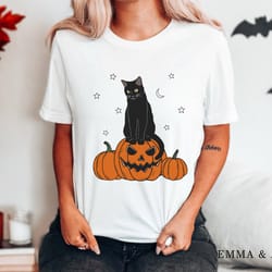 halloween shirt, halloween t-shirt, halloween cat shirt, black cat shirt, pumpkin shirt, fall shirts, jack-o-lantern shi