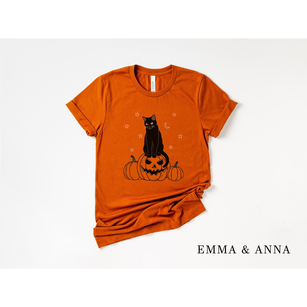 Halloween Shirt, Halloween T-Shirt, Halloween Cat Shirt, Black Cat Shirt, Pumpkin Shirt, Fall Shirts, Jack-o-Lantern Shirt - 5.jpg