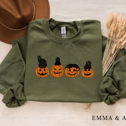 halloween sweatshirt, black cat sweatshirt, halloween cat shirt, halloween crewneck, ghost shirt, pumpkin sweater, spook