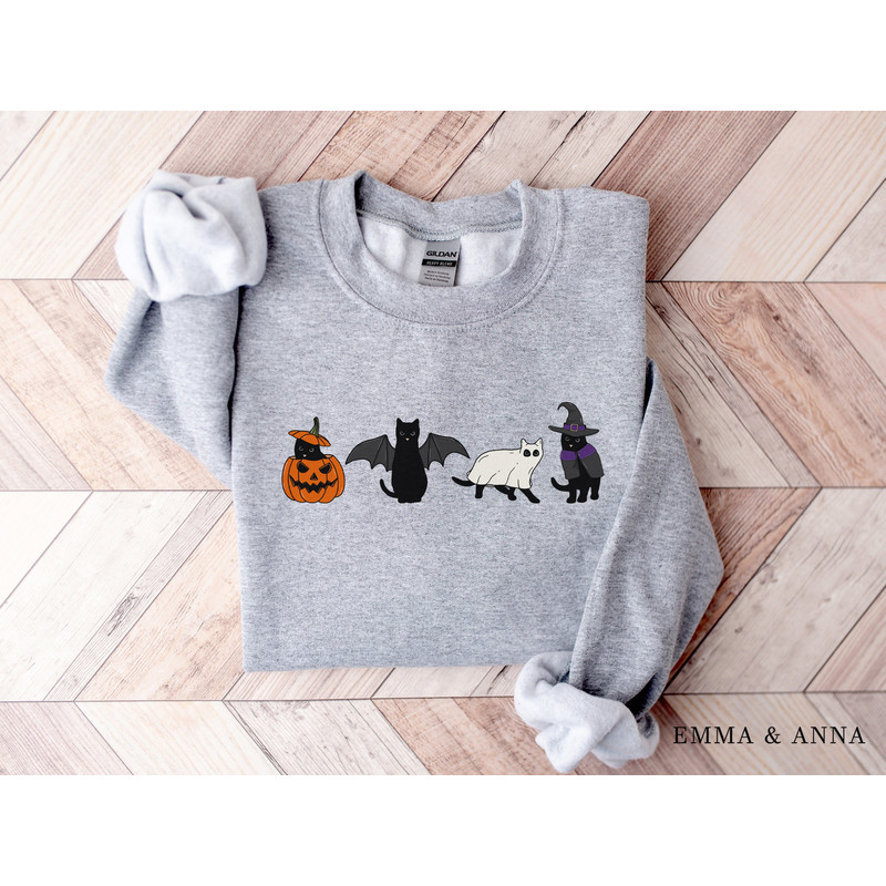 Halloween Sweatshirt, Cat Sweatshirt, Ghost Shirt, Halloween Sweater, Halloween Cat Shirt, Cat Lover Shirt, Black Cat Shirt, Spooky Season - 3.jpg