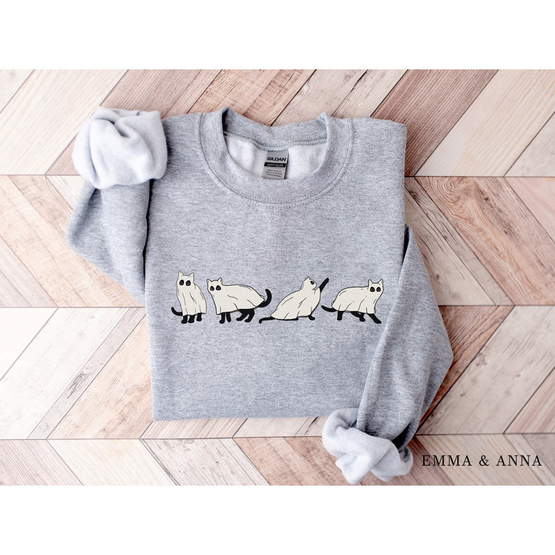 Halloween Sweatshirt, Cat Sweatshirt, Ghost Shirt, Halloween Sweater, Halloween Cat Shirt, Cat Lover Shirt, Black Cat Shirt, Spooky Season - 2.jpg