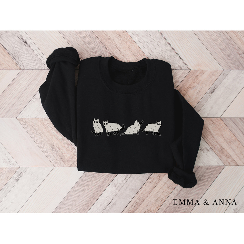 Halloween Sweatshirt, Cat Sweatshirt, Ghost Shirt, Halloween Sweater, Halloween Cat Shirt, Cat Lover Shirt, Black Cat Shirt, Spooky Season - 4.jpg