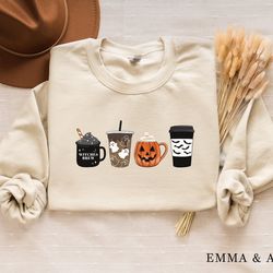 Halloween Sweatshirt, Fall Coffee Sweatshirt, Halloween Coffee Sweatshirt, Halloween Sweater, Halloween Crewneck, Pumpki