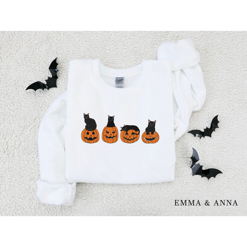 Halloween Sweatshirt, Halloween Crewneck, Jack-o-Lantern Sweatshirt, Black Cat Shirt, Fall Shirt, Pumpkin Sweatshirt, Halloween Sweater - 3.jpg