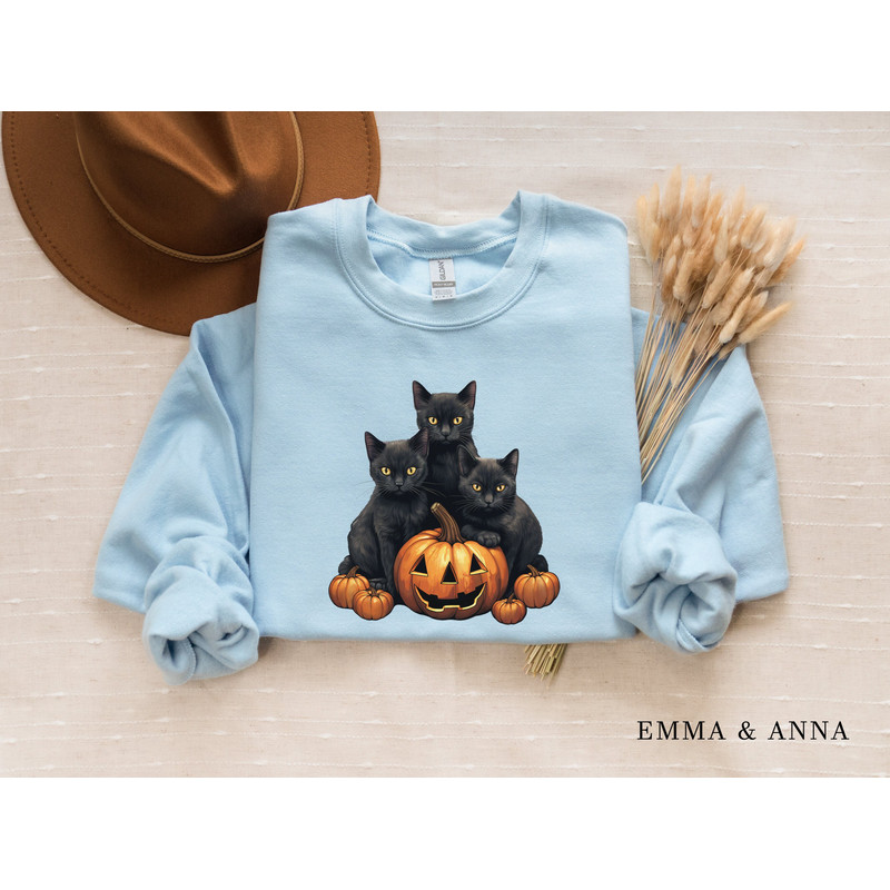 Halloween Sweatshirt, Halloween Sweater, Cat on Pumpkin Sweatshirt, Black Cat Sweatshirt, Halloween Crewneck, Black Cat Shirt, Spooky Season - 5.jpg