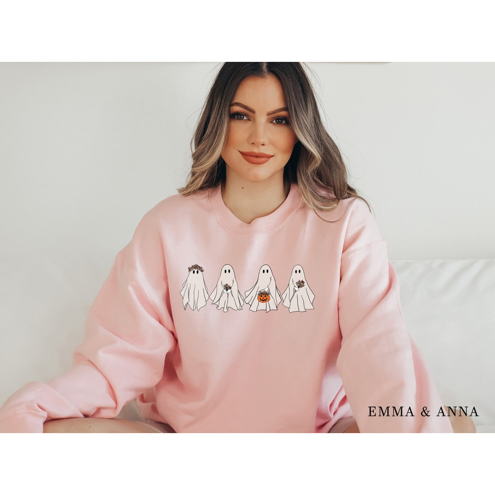 Halloween Sweatshirt, Halloween Sweater, Floral Ghost Sweatshirt, Fall Sweatshirt, Floral Ghost Shirt, Ghost Sweatshirt, Halloween Crewneck - 1.jpg