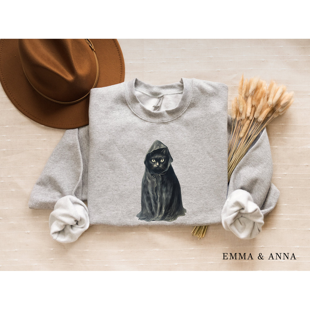 Halloween Sweatshirt, Halloween Sweater, Vintage Black Cat Sweatshirt, Ghost Shirt, Halloween Crewneck, Black Cat Shirt, Spooky Season - 3.jpg