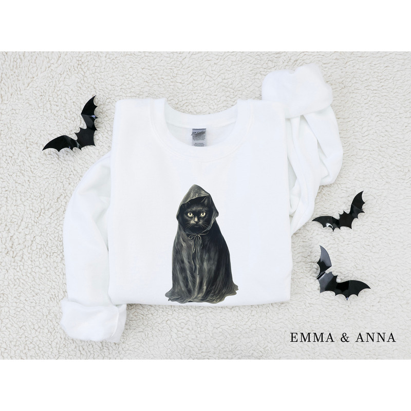 Halloween Sweatshirt, Halloween Sweater, Vintage Black Cat Sweatshirt, Ghost Shirt, Halloween Crewneck, Black Cat Shirt, Spooky Season - 4.jpg