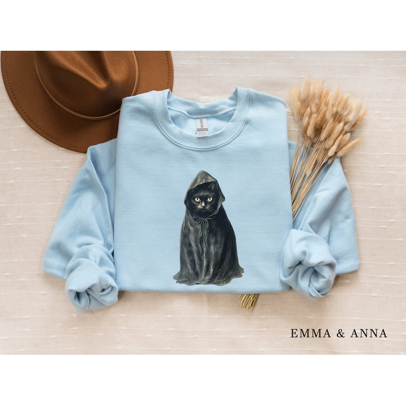 Halloween Sweatshirt, Halloween Sweater, Vintage Black Cat Sweatshirt, Ghost Shirt, Halloween Crewneck, Black Cat Shirt, Spooky Season - 5.jpg