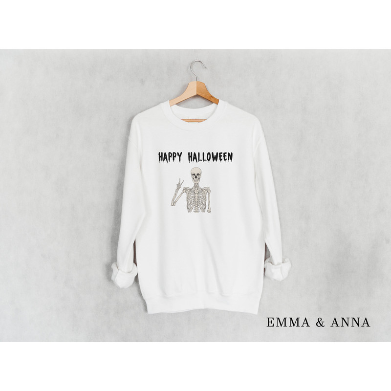 Skeleton Sweatshirt, Skeleton Shirt, Happy Halloween Sweatshirt, Halloween Crewneck, Halloween Sweater, Halloween Shirt, Fall Shirts - 2.jpg