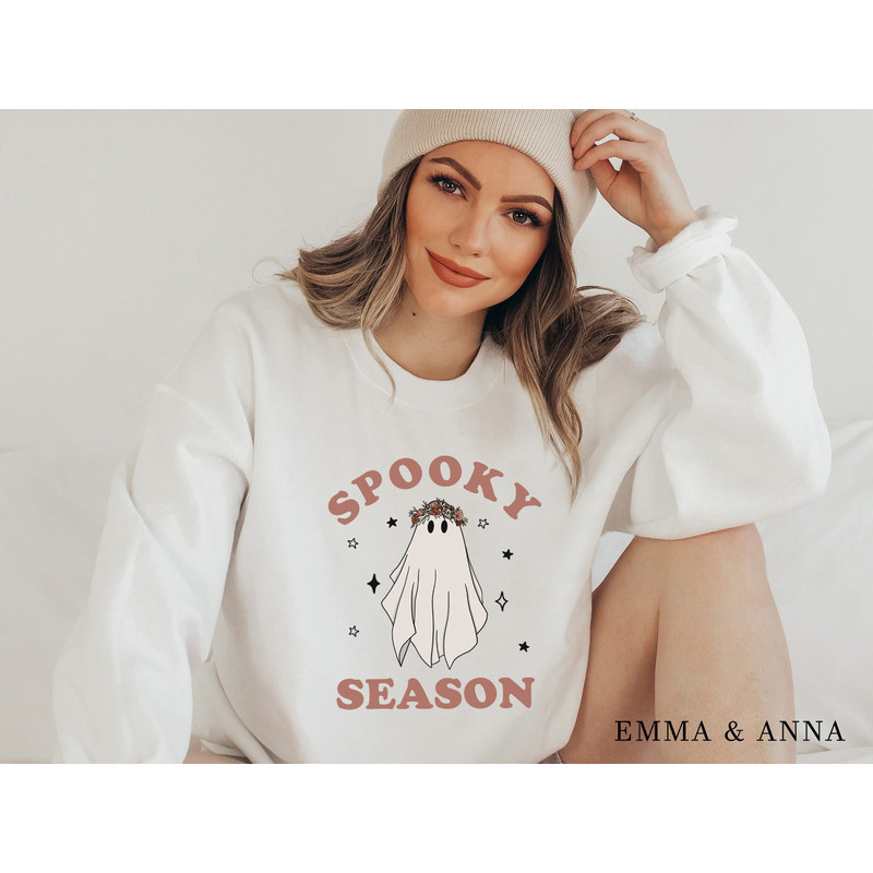 Spooky Season Sweatshirt, Halloween Sweatshirt, Halloween Sweater, Floral Ghost Shirt, Retro Halloween, Fall Sweatshirt, Halloween Crewneck - 4.jpg