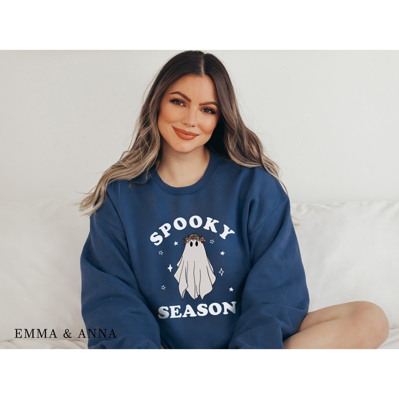 Spooky Season Sweatshirt, Halloween Sweatshirt, Halloween Sweater, Floral Ghost Shirt, Retro Halloween, Fall Sweatshirt, Halloween Crewneck - 1.jpg