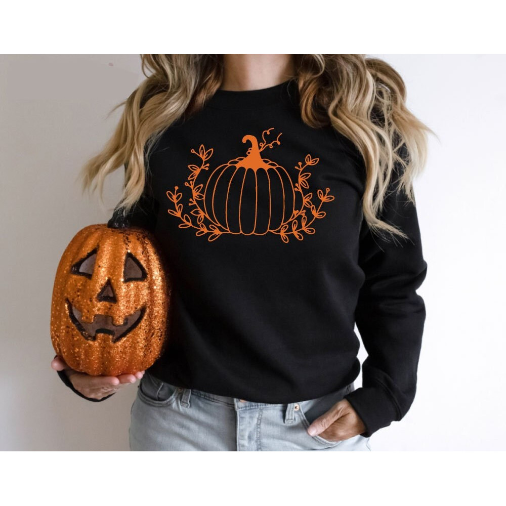 Floral Pumpkin Halloween Sweatshirt, Halloween Costume Gift for Friends, Halloween pumpkin, Halloween Gift, Floral Pumpkin 2 - 1.jpg