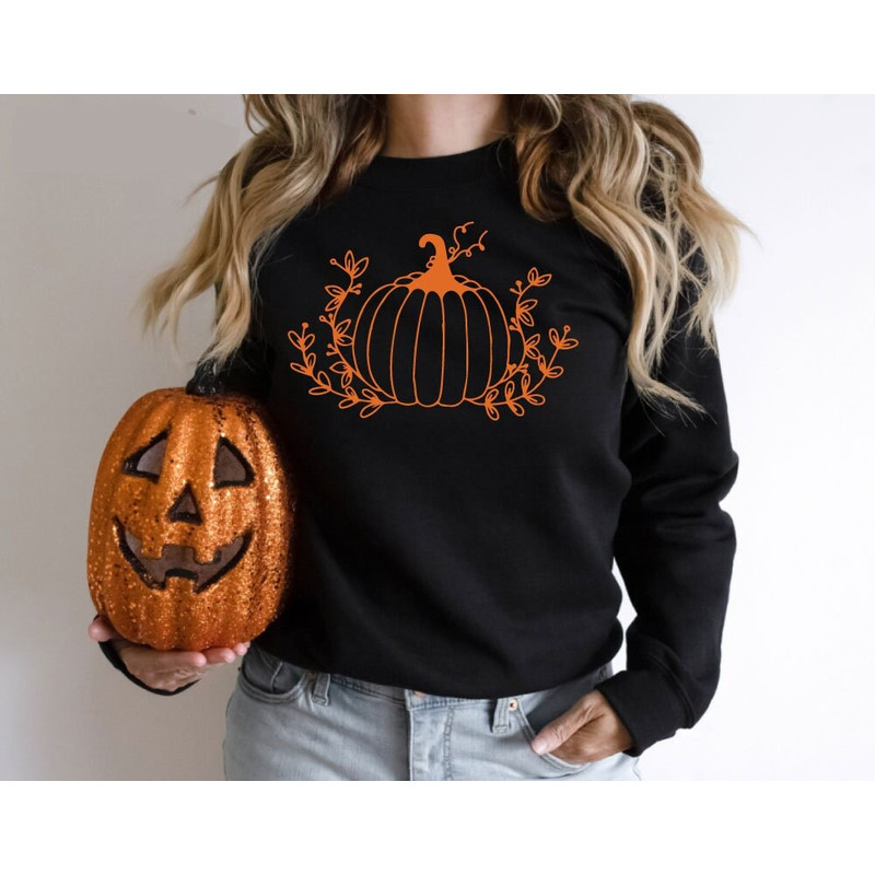 Floral Pumpkin Halloween Sweatshirt, Halloween Costume Gift for Friends, Halloween pumpkin, Halloween Gift, Floral Pumpkin 2 - 1.jpg