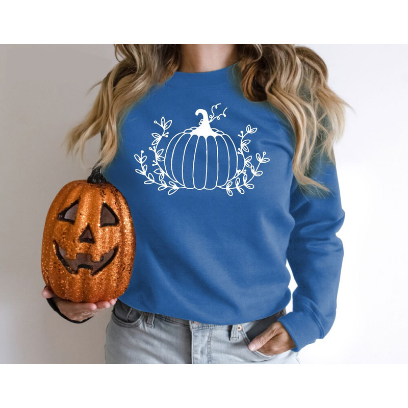 Floral Pumpkin Halloween Sweatshirt, Halloween Costume Gift for Friends, Halloween pumpkin, Halloween Gift, Floral Pumpkin 2 - 2.jpg