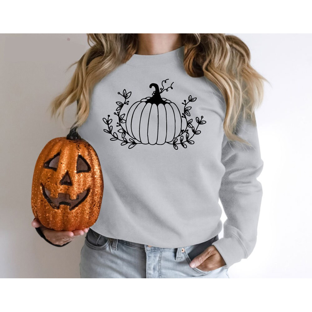 Floral Pumpkin Halloween Sweatshirt, Halloween Costume Gift for Friends, Halloween pumpkin, Halloween Gift, Floral Pumpkin 2 - 3.jpg