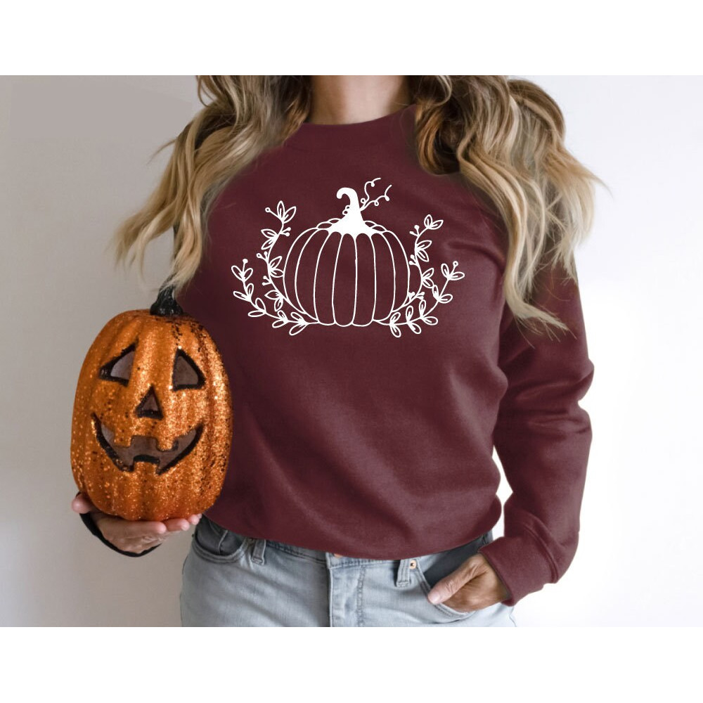 Floral Pumpkin Halloween Sweatshirt, Halloween Costume Gift for Friends, Halloween pumpkin, Halloween Gift, Floral Pumpkin 2 - 4.jpg