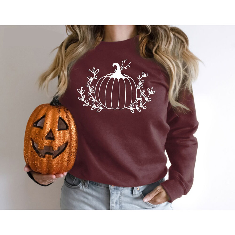 Floral Pumpkin Halloween Sweatshirt, Halloween Costume Gift for Friends, Halloween pumpkin, Halloween Gift, Floral Pumpkin 2 - 4.jpg