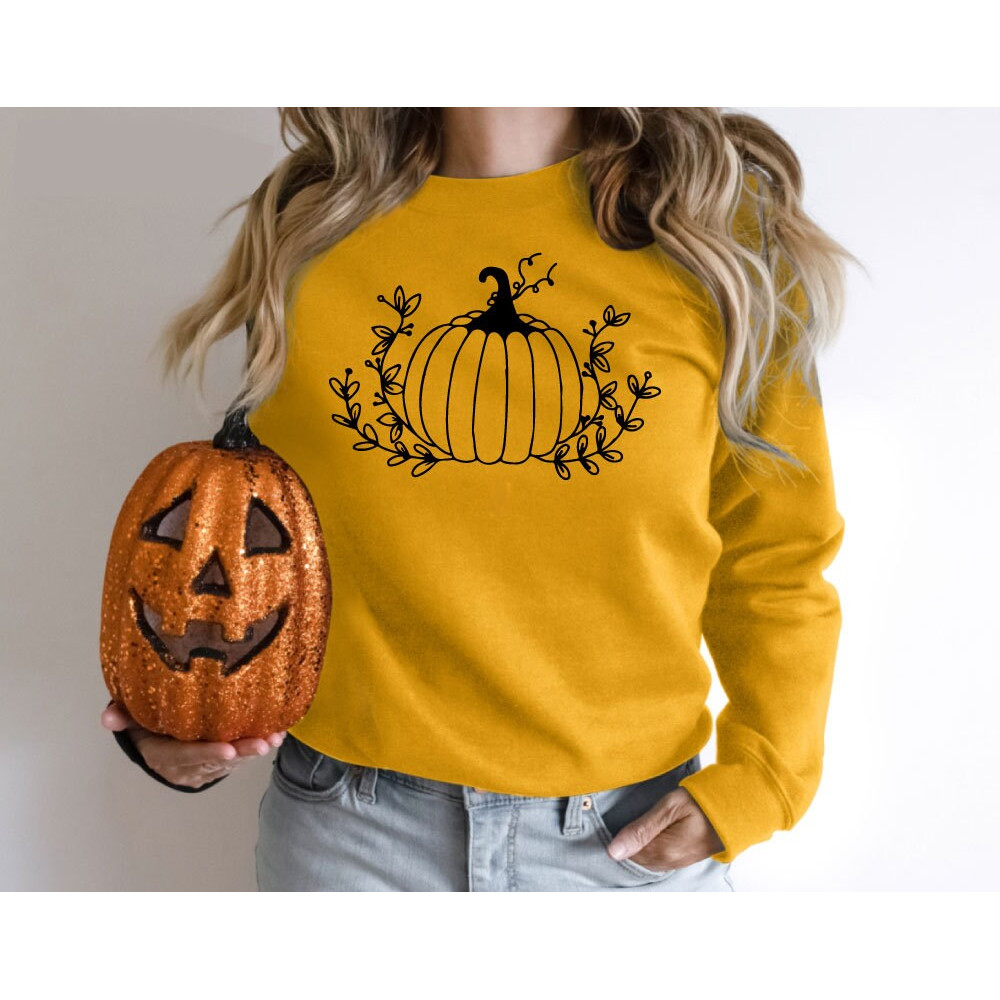 Floral Pumpkin Halloween Sweatshirt, Halloween Costume Gift for Friends, Halloween pumpkin, Halloween Gift, Floral Pumpkin 2 - 5.jpg