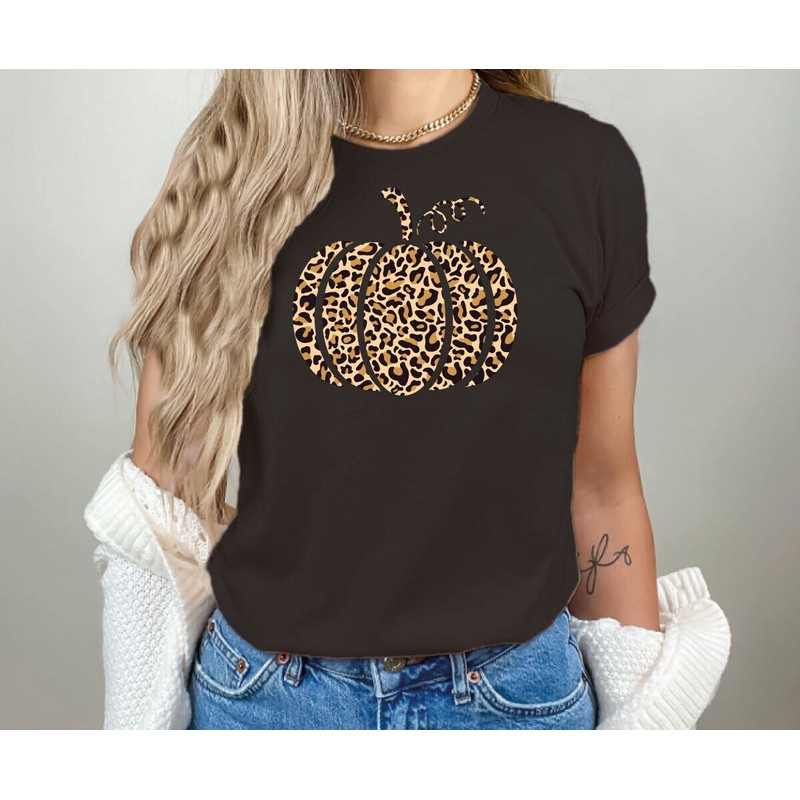 Floral Pumpkin Halloween T Shirt,  Halloween Costume Gift for Friends, Halloween pumpkin, Halloween Gift, Leopard Floral Pumpkin - 1.jpg