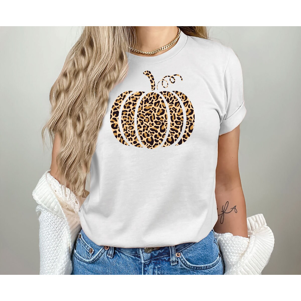Floral Pumpkin Halloween T Shirt,  Halloween Costume Gift for Friends, Halloween pumpkin, Halloween Gift, Leopard Floral Pumpkin - 2.jpg