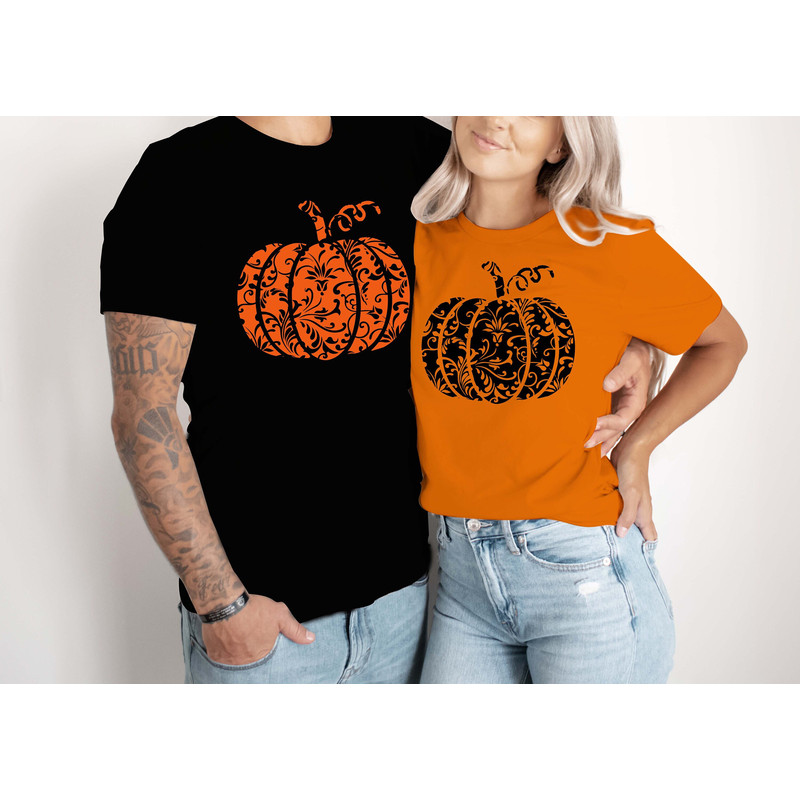 Floral Pumpkin Halloween T shirt, Halloween Costume Gift for Friends, Halloween pumpkin, witch, skull, scarecrow - 1.jpg