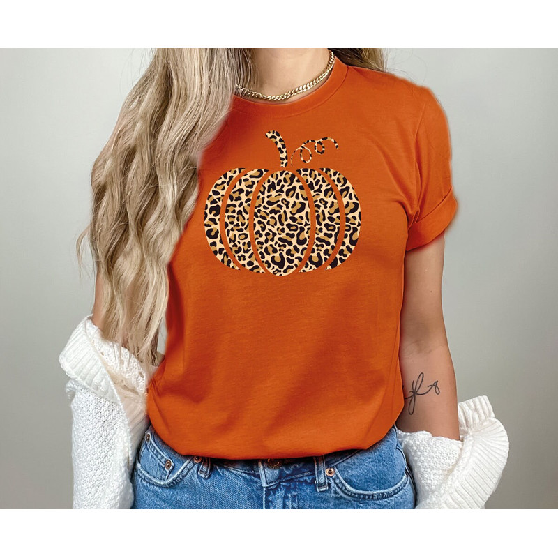 Floral Pumpkin Halloween T Shirt,  Halloween Costume Gift for Friends, Halloween pumpkin, Halloween Gift, Leopard Floral Pumpkin - 5.jpg