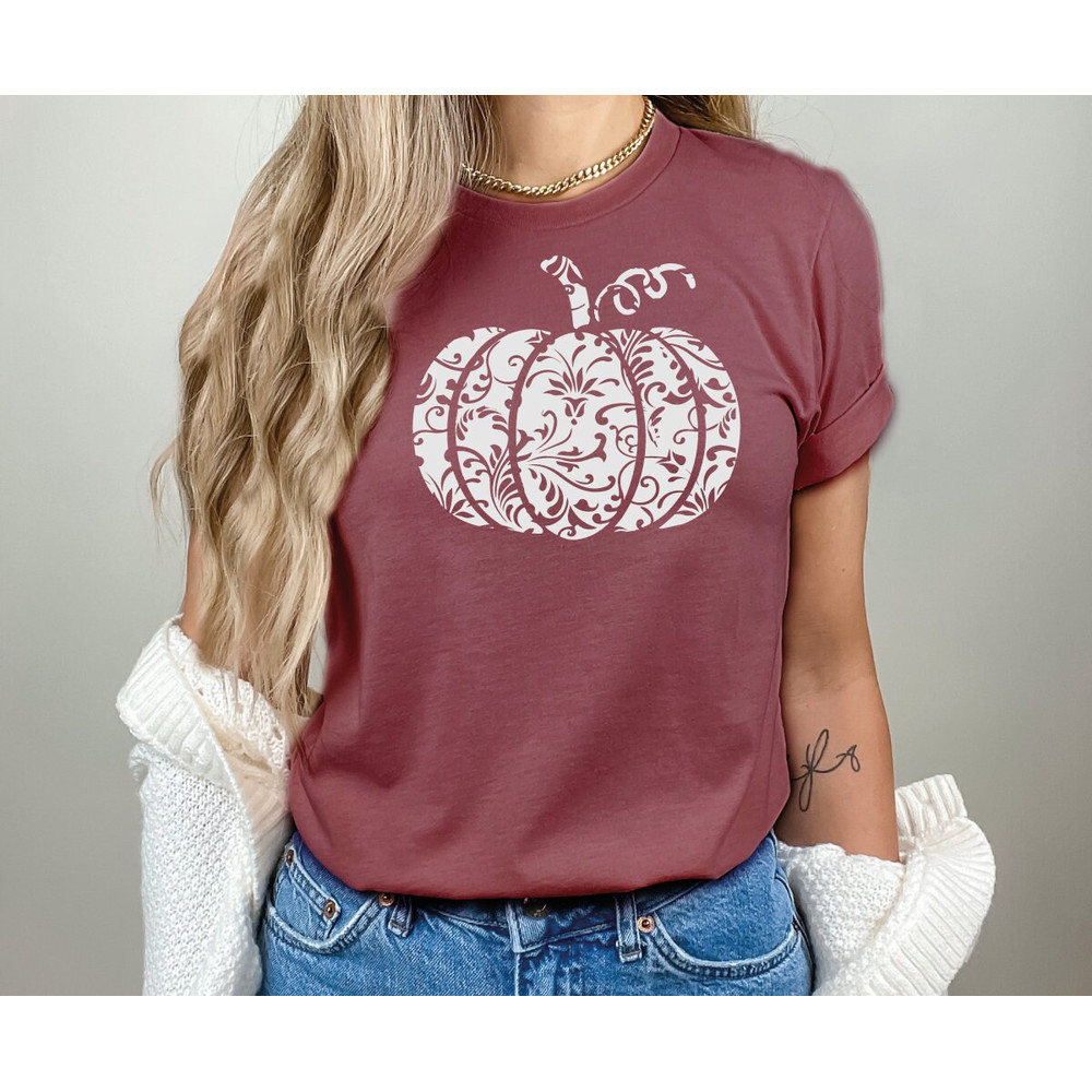 Floral Pumpkin T-Shirt, Halloween Party Shirt, Halloween Witches Shirt, Halloween Costume, Halloween shirt for kids, Floral Pumpkin1 - 2.jpg