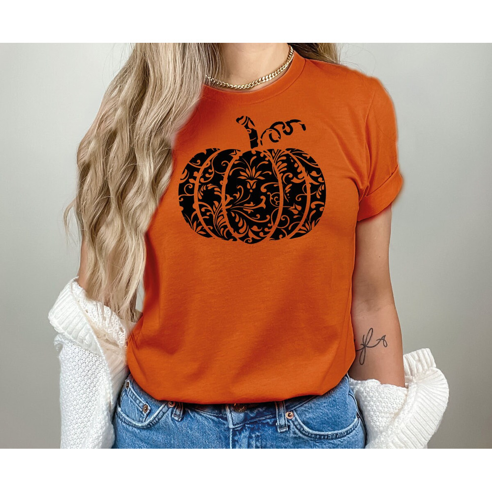 Floral Pumpkin T-Shirt, Halloween Party Shirt, Halloween Witches Shirt, Halloween Costume, Halloween shirt for kids, Floral Pumpkin1 - 3.jpg