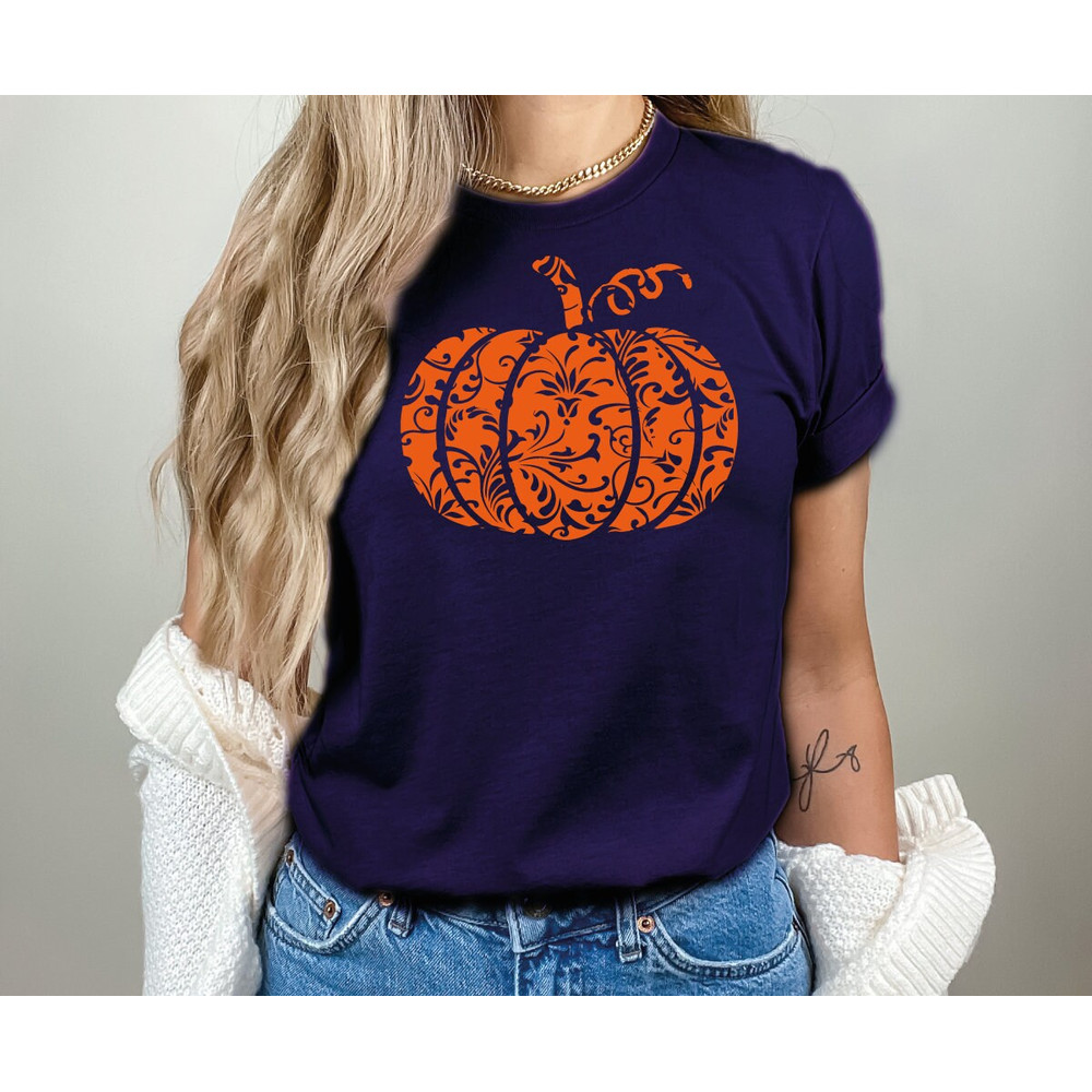 Floral Pumpkin T-Shirt, Halloween Party Shirt, Halloween Witches Shirt, Halloween Costume, Halloween shirt for kids, Floral Pumpkin1 - 4.jpg