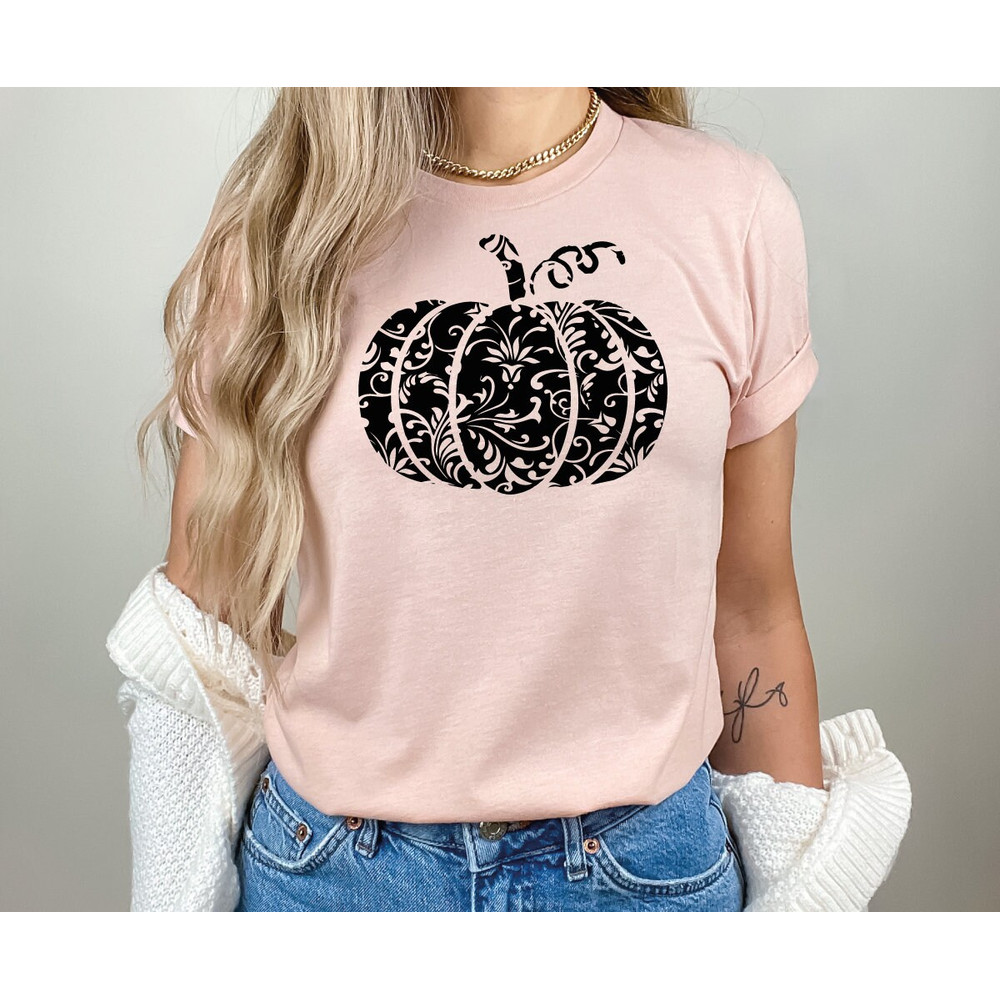 Floral Pumpkin T-Shirt, Halloween Party Shirt, Halloween Witches Shirt, Halloween Costume, Halloween shirt for kids, Floral Pumpkin1 - 5.jpg