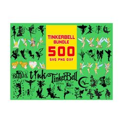500 files tinkerbell bundle svg, disney svg, tinkerbell svg, fairy dust svg, princess svg, disney princess svg, fairy sv