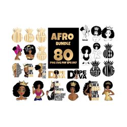 80 files afro bundle svg, mega bundle svg, black girl svg, afro svg, afro sublimation, afro king svg, black woman, queen